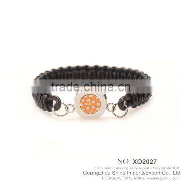 2016 hot selling charm bracelet leather stainless custom XE09-0027