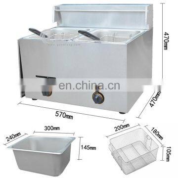 Double Tank LPG Gas Deep Fryer Countertop Mobile Fryer for Food Cart photo-6