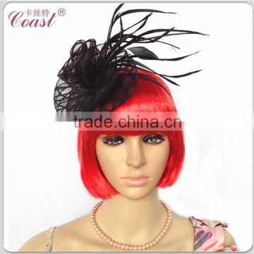 silk black head flower with hair head band