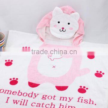 2016 China Wholesale New Reactive Printed Cotton Baby Beach Towel with Hooded