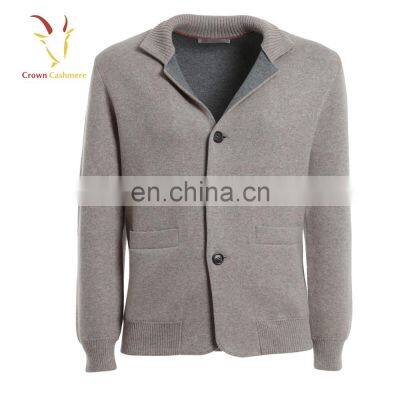 Jacket Style Thick Knitted Cashmere Sweater Cardigan for Men photo-4