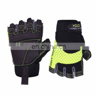 HANDLANDY Black Pigskin Leather Half Finger Driving Bike Mens Durable Safety Vibration-Resistant  Motorcycle Riding Gloves