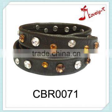 Fashion Multi Strand Leather Wrap Bracelet Newest Handmade Crystal Leather Bracelet ,leather Bracelet Wholesale photo-2
