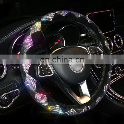 Factory Luxury Colorful Rhinestone Car Steering Wheel Covers Diamante Rhinestone Car Covered Steering-Wheel Car Accessories