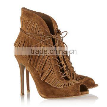 C89229A Europea Women Sexy High Heel Suede Shoes Bulk Wholesale Women Tassel Suede Shoes Fashion Boots photo-2