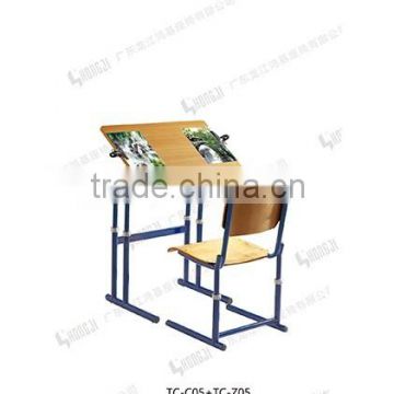 simple panel topl school furniture student chair TC-C05+TC-Z05-V for primary pupil