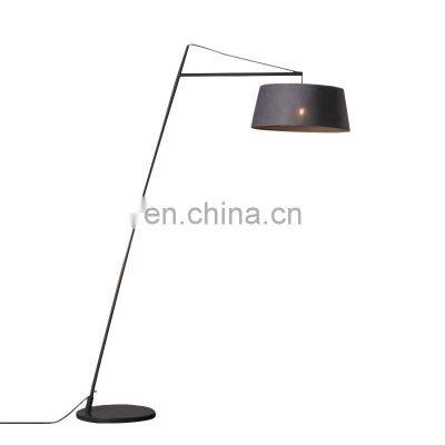 American Black Fishing Standing Lamp Iron Indoor Fabric Shade Floor Lighting For Living Room Decoration