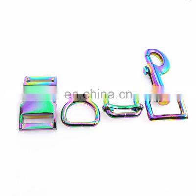 Pop Color  Metal Hardware Rainbow Buckle Slider D Ring Snap Hook For Dog Accessories  Bags