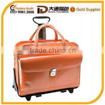 brown leather computer bags with wheels for business