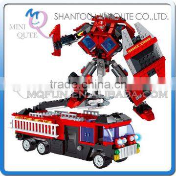 Mini Qute DIY boy 2 in 1 change robot super hero fire truck action figure plastic building block models educational toy NO.25711