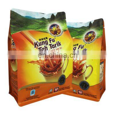 custom printed sachet stick packing bag flat bottom pouch heat sealer aluminum foil bag instant coffee milk tea bag