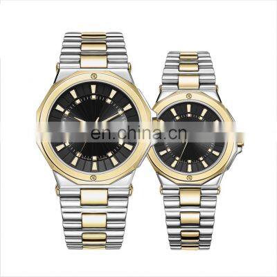 High Quality Steel Case Watch For Men Genuine Leather Band Stylish Waterproof Quartz Watches Luxury Couple Watch Set