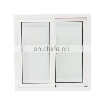 China Factory Hurricane Impact Proof House 2 Track PVC Double Glazed Sliding Windows Wood Color