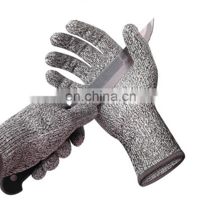 EN388 4544 level 5 cheap 13G HPPE cut proof safety kitchen cry anti cut resistant gloves