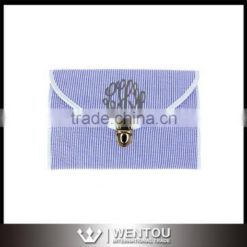 Wholesale Custom Monogrammed Seersucker Cross Body Clutch                        
                                                Quality Choice