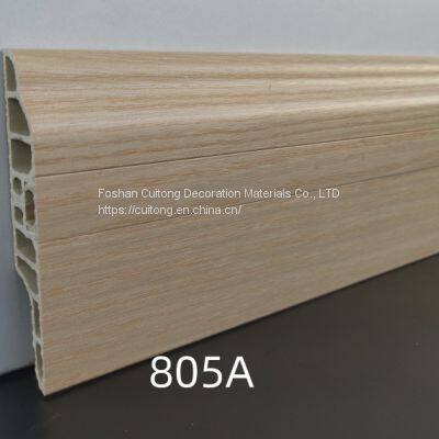 Hidden nail pvc baseboard 8cm wood grain floor line waterproof floor line Guangdong wholesale wall corner line closing line