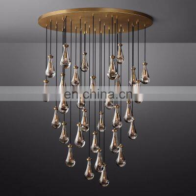 Modern blown glass rain drops chandelier for kitchen and bedroom