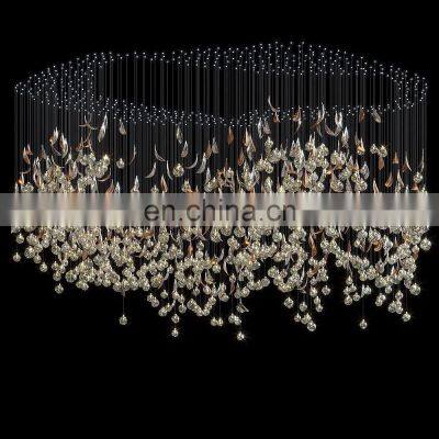 Custom Art Pendant Light Kitchen Decorative Glass Bubble Pendant Light Staircase Large Long Modern Luxury Led Crystal Chandelier