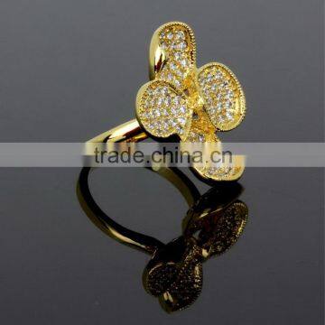 Fancy Lady Jewelry Clover Leaf Design CZ Stones Wedding Deluxe White Gold Ring photo-6