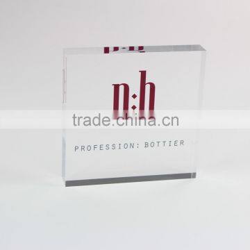 Customized Clear Acrylic Logo Block Display Nameplate Solid Cube Block                        
                                                Quality Choice