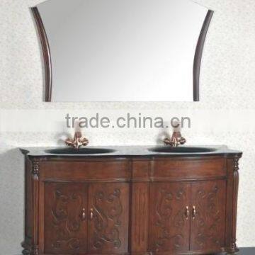 Double basin fan mirror European style antique bathroom cabinets direct