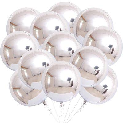 Mirror Metallic Silver 22 Inches Balloons Globos Birthday Party Baby Shower Marriage 4D Round Sphere Aluminum Foil Balloon