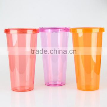 FDA approval hot sell 16oz single wall leakage proof BPA free plastic tumbler with straw