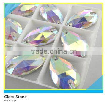 Waterdrop AB Crystal Glass Stone Flatback 2 Holes Sew on Banquet Garment