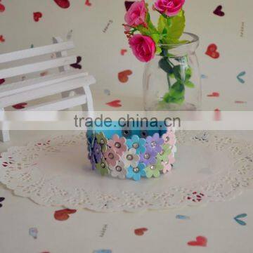 Wholesale Custom Sky Blue Leather Bracelets with Flowers