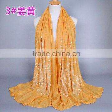 Latest Design Spring Korean Fashion Embroidery Floral Shawl Women Scarf