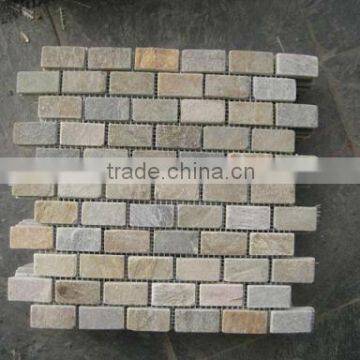 beige slate stone mosaic on mesh