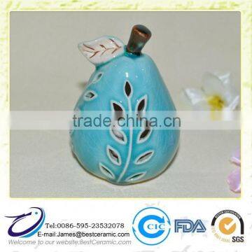 Blue Glazed Ceramic fruitage pear Decorations