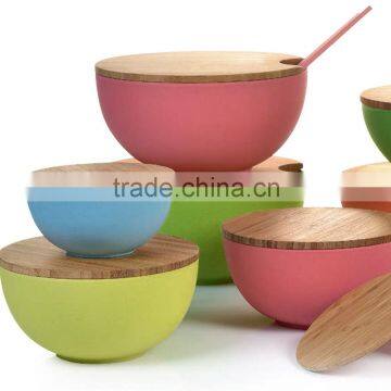 Natural and cute bamboo salad bowl , high quality dinner set