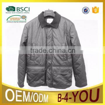 Mens PU Black Diamond Quilt Jacket With Matt Finish