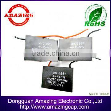 Long-life sevice cbb61 450vac capacitor, cbb61 sh 40/70/21 china manufacture