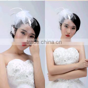 Wedding hair accessories/ headwear mini lace feather cap