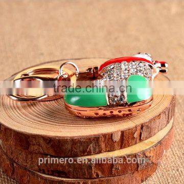 Inlaid Diamond Car Key Chain Christmas Gift Santa Claus Boots Shoes Keychain photo-3