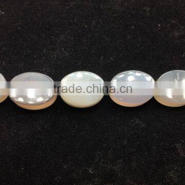 WholeSale high quality Price polish double flat shape Grey agate oval loose beads for jewelry making