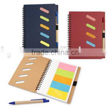 Notebook with double Rings flags sticky notes with pen/spiral notebook with sticky note&spiral notebook with sticky note