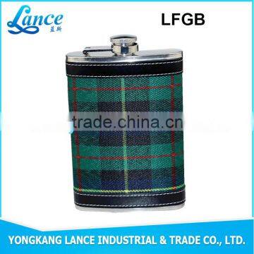 Promotional custom logo printed stainless steel plaid flask