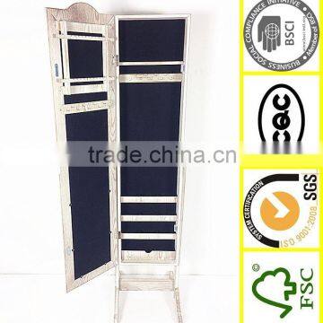 wood grain mdf board pattern standing jewelry cabinet mirror