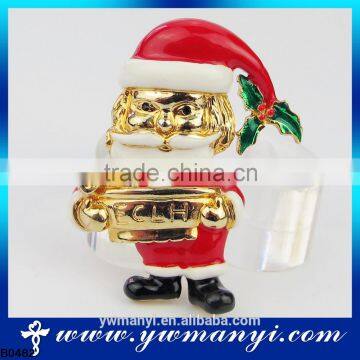 Christmas Santa Brooch Pin New Christmas Decorations Silver Trim With Diamond Accents Christmas Brooch B0482