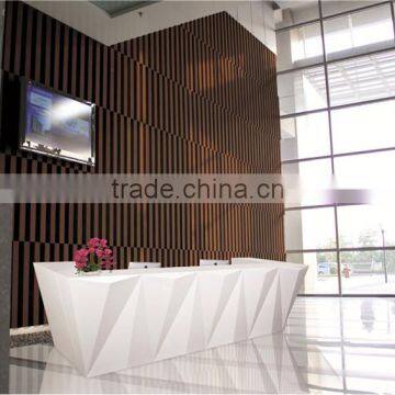 Elegant diamond shape white modern reception desk