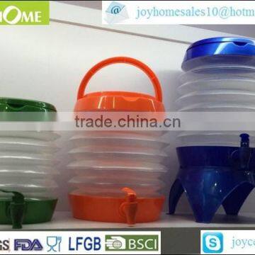 Colorful portable plastic collapsible beverage dispenser with base
