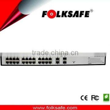 Vlan PoE switch provides 24 PoE plus ports and 2 uplink giga port made in professional CCTV transmission products manufacturer