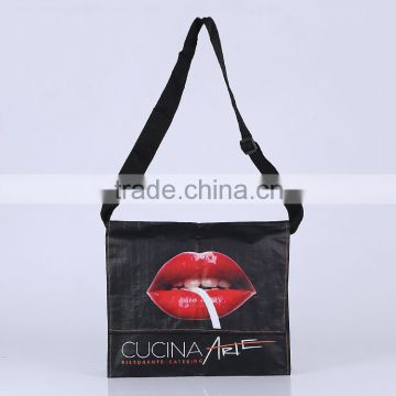 PP woven fabric with lamination shoulder bag ,with CMYK printing