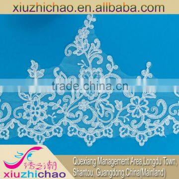 T0162 White Flower Garment Accessories Polyester Applique Lace Trim Embroidery Design photo-3