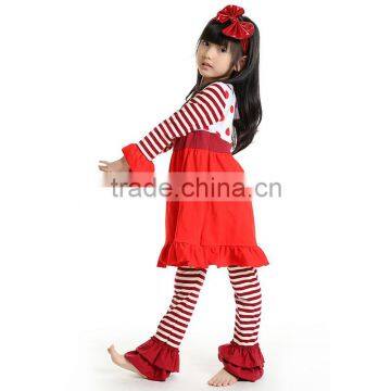 Wholesale Boutique Cute Baby Top Long-sleeve With Ruffle & Stripe Pant Spring Fall Clothing Set photo-2