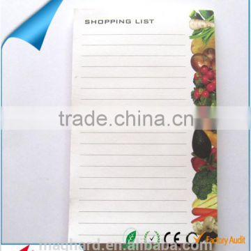 China manufacturer custom tear-odd shopping list with rubber magnet as fridge magnet