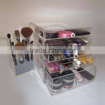 A Set of Acrylic Makeup Organizer,Cosmetic Box with Drawers